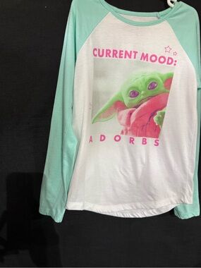 Star Wars The Child 'Current Mood: Adorbs' Long Sleeve Tee - Mint Green & White